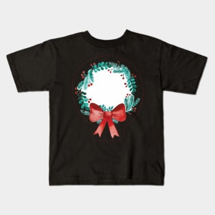 Wreath with bow watercolor Kids T-Shirt